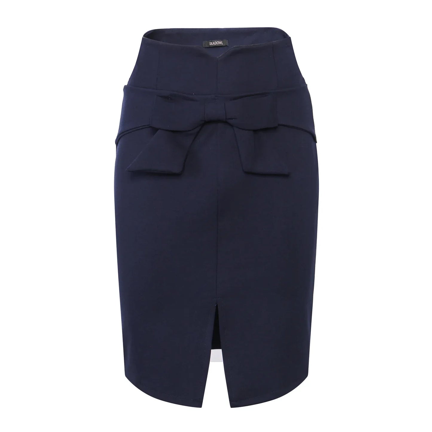 Knee Length High Waist Elegant Slit Bow Skirt