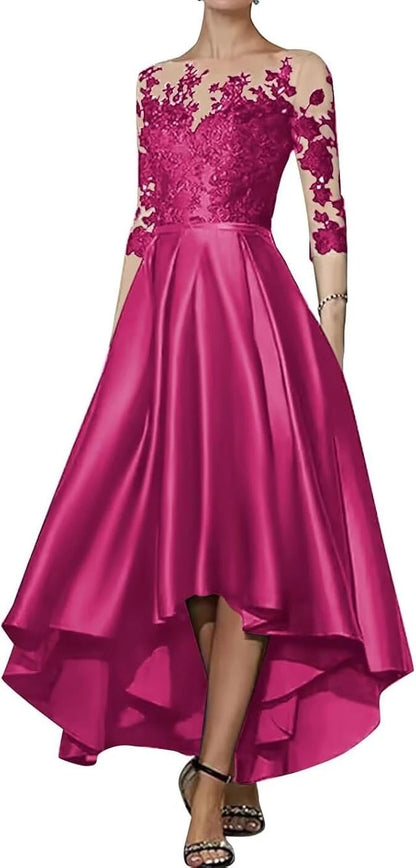 V-Neck Satin Asymmetrical Elegant Dress