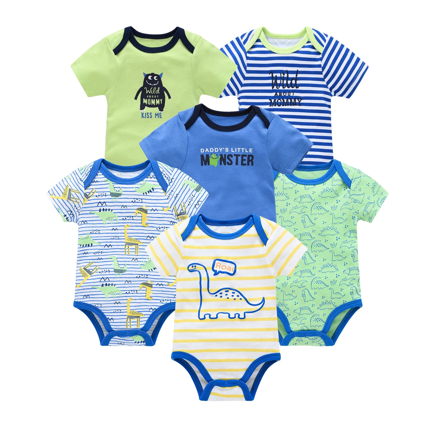 3/6 pcs Baby Girls Cotton Short Sleeve Toddler