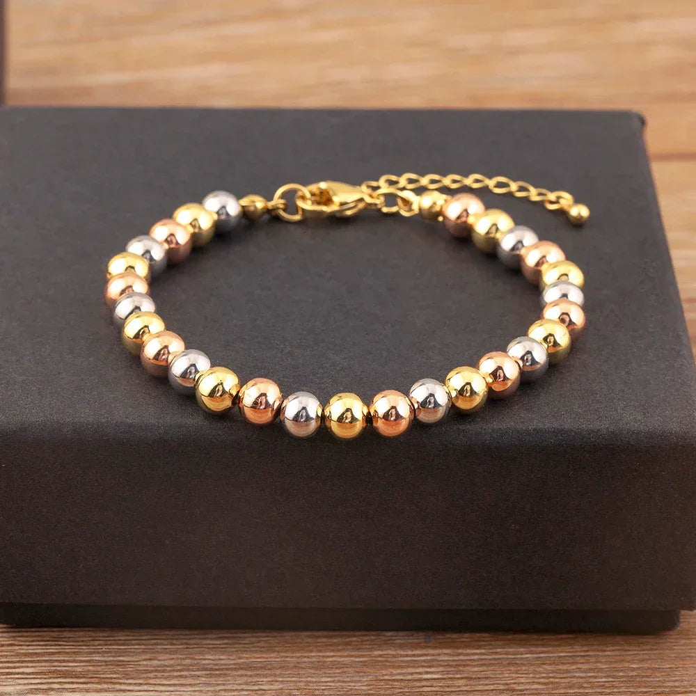 Punk Style Colourful Round Beads Charm Bracelets