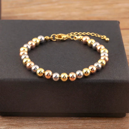 Punk Style Colourful Round Beads Charm Bracelets