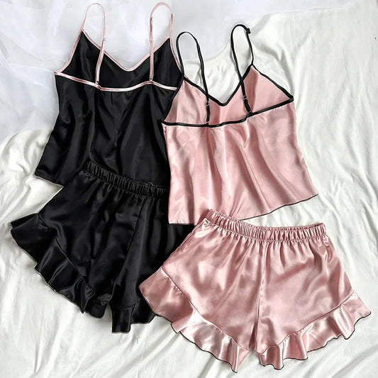 Smooth Satin T-Shirt Shorts pyjamas Set