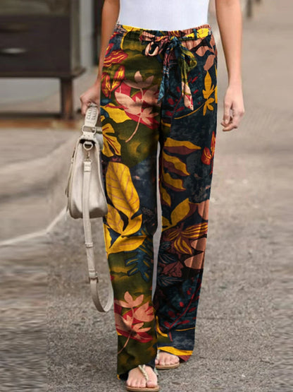 Casual Cotton High Waist Wide Leg Pants