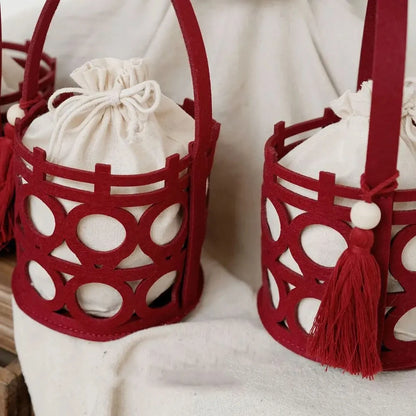 Candy Bags Red Chinese Style Felt Handbag
