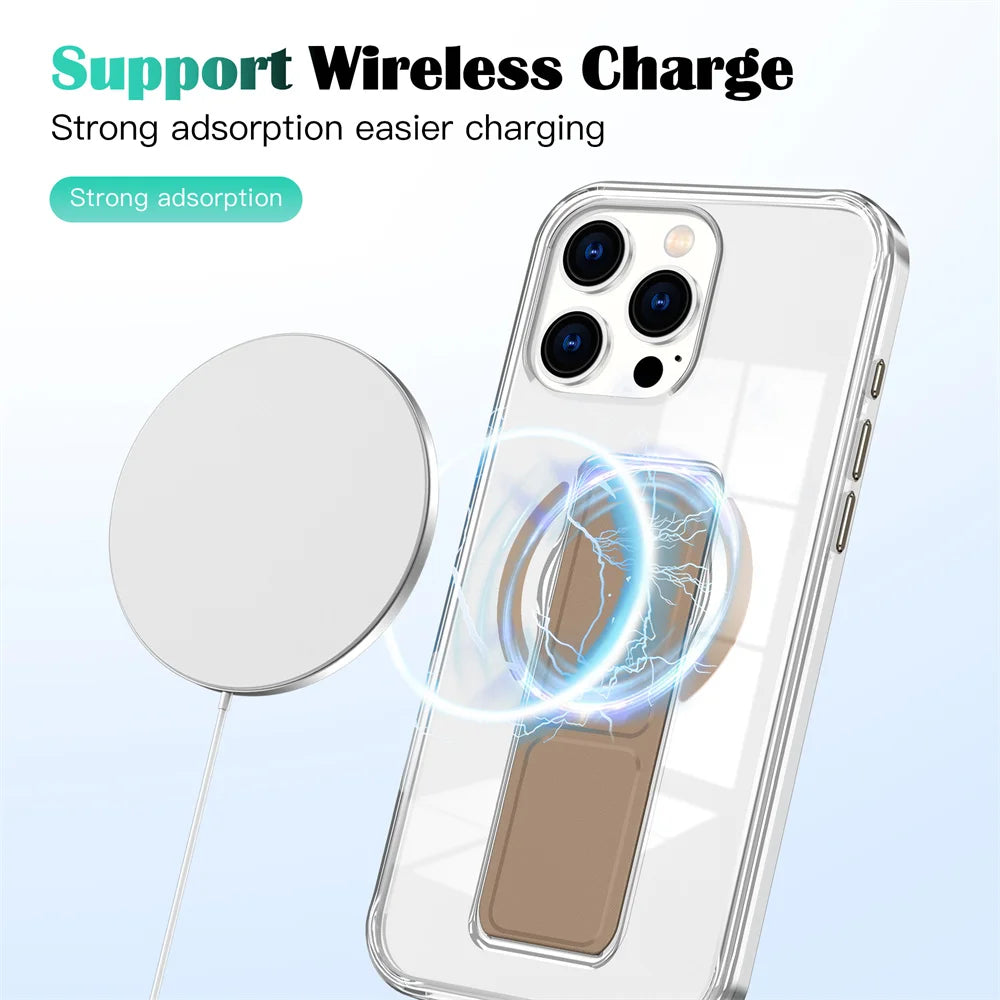 Luxury Folding Wristband Stand Magnetic Phone Case For iPhone Protective Back Cover