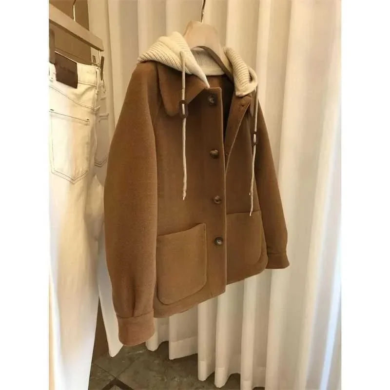 Plus Size Elegant Thickened Woollen Coat