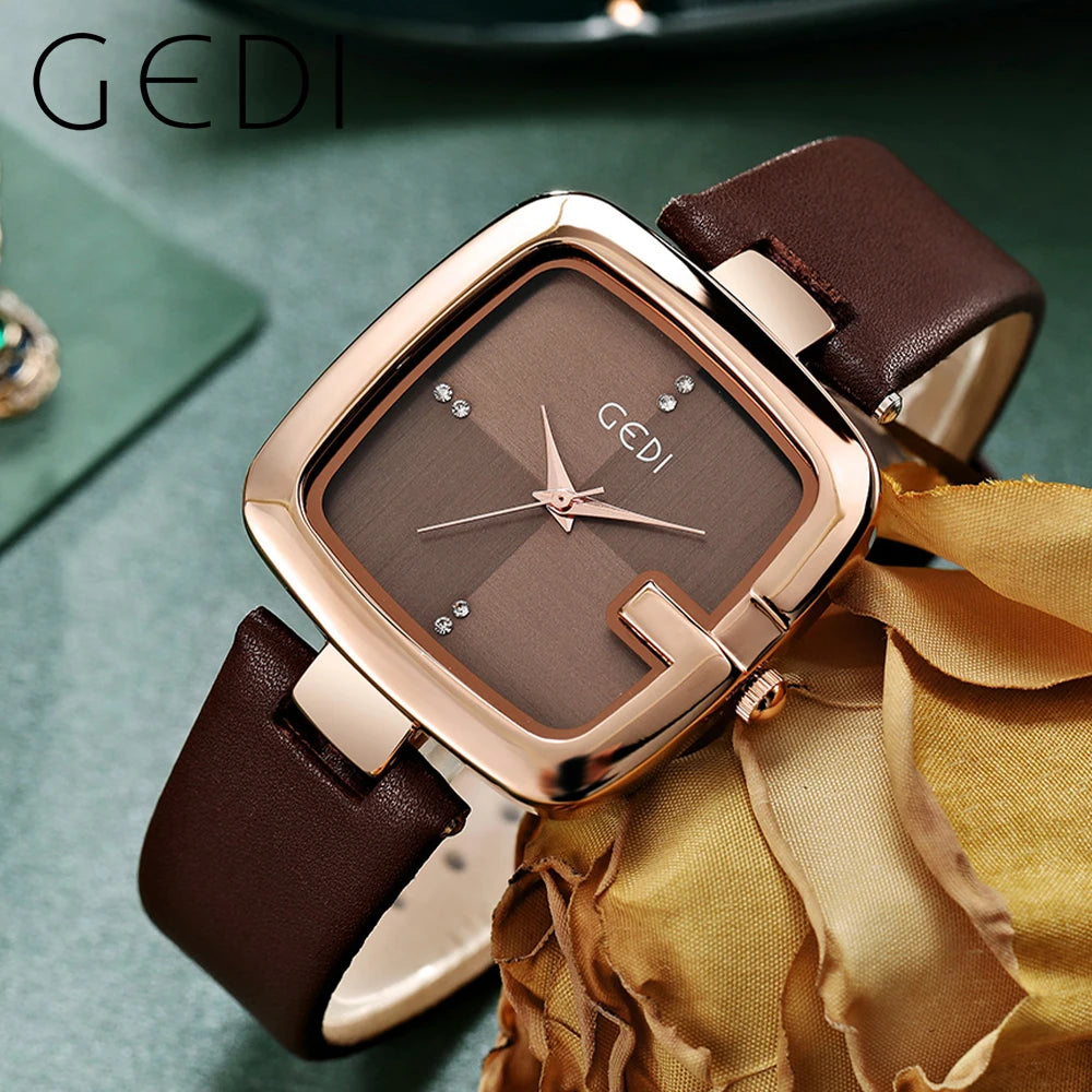 Square Minimalist Waterproof Quartz Leather Casual Wrist Watches
