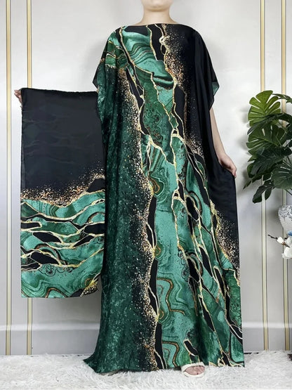 Soft Muslim Silk Satin Long Robe Islam Abayas Dress