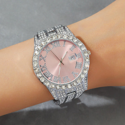 Reloj romano con incrustaciones de diamantes