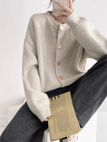 O-neck Loose Cardigans Single Breasted Sweaters