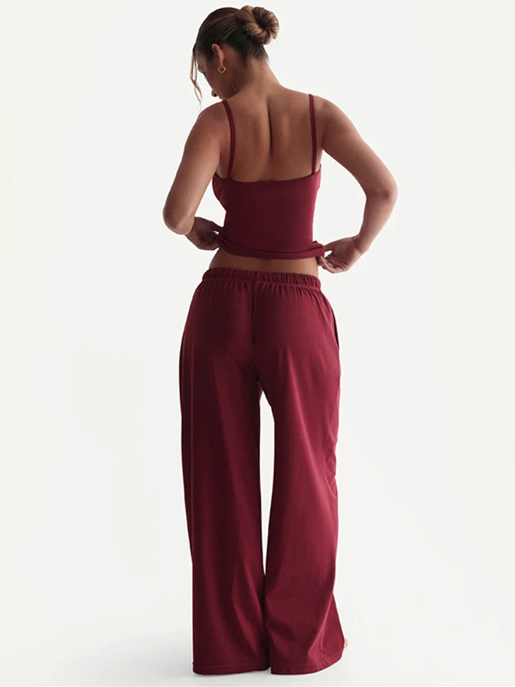 Conjunto casual diario con cuello en U y espalda descubierta