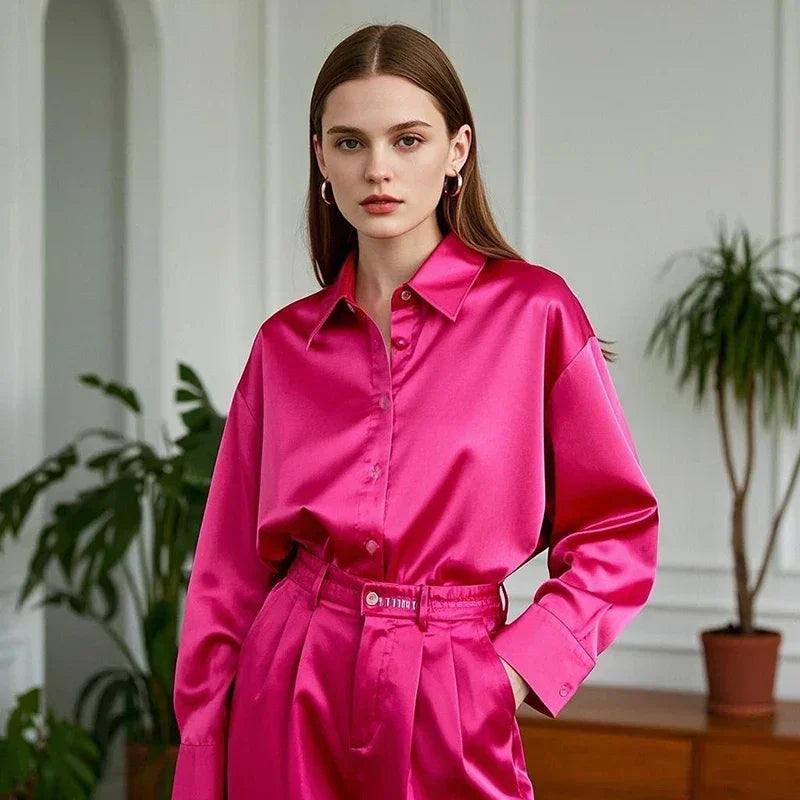 Korean Office Satin Slim Shirt