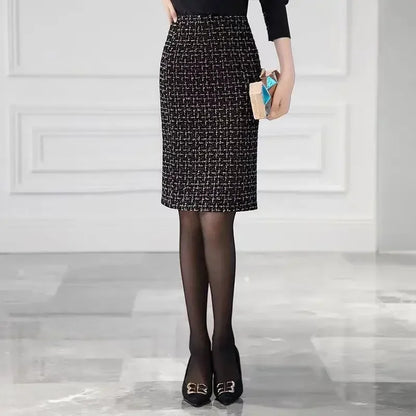 High Waist Slim Split Woollen Skirts