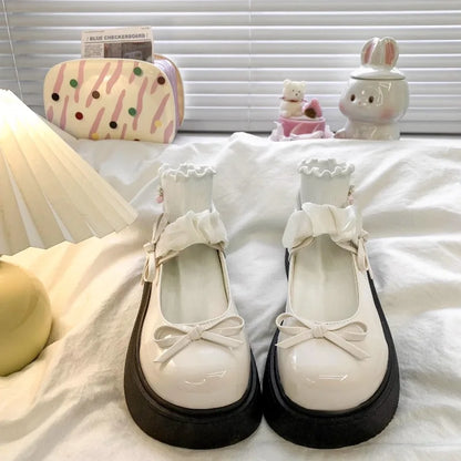 Elegant Bow Princess Glossy Velcro Girls' Casual Shoes