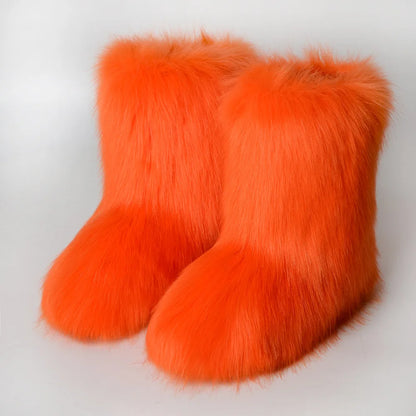 Snow Luxury Furry Faux Fox Fur Boots