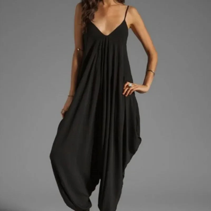 Sexy V-Neck Sleeveless Jumpsuits Casual Loose Rompers
