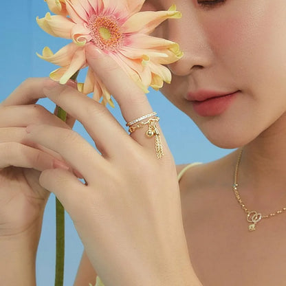DANA Korean Metal Ball Shaped Tassel Ring