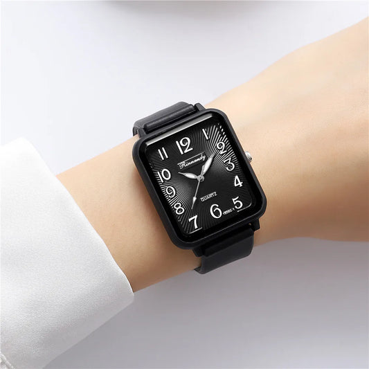 Rectangle Digital Quartz Silicone Strap Watch