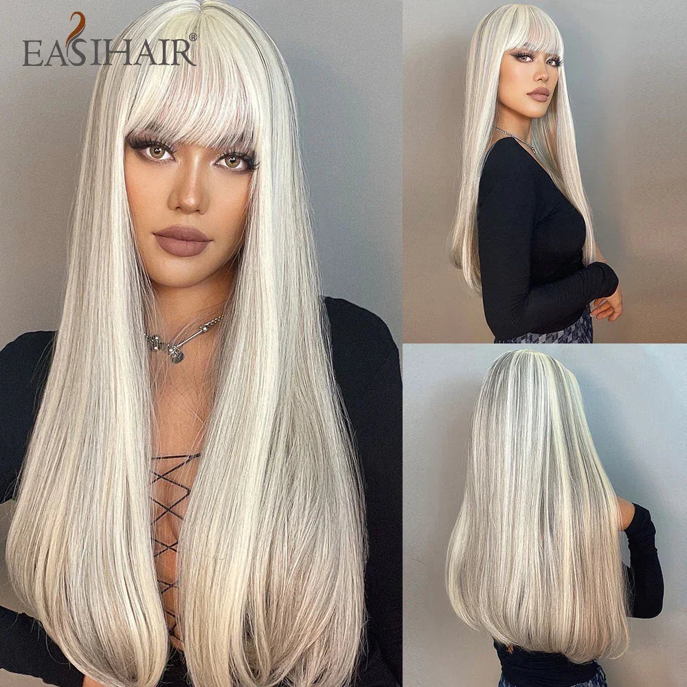 Long Straight Bangs Synthetic Hair Wig
