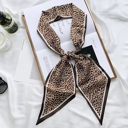Luxury Long Silk Scarf Animal Horse Print Thin Narrow Scarf Shawl