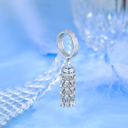Luxury Chunky Cubic Zirconia Paved Long Dangle Drop Tassel Charm Rings