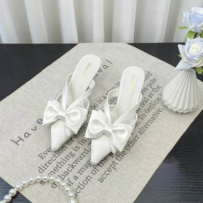 Fairy French Pointed Bow Hollow Slippers