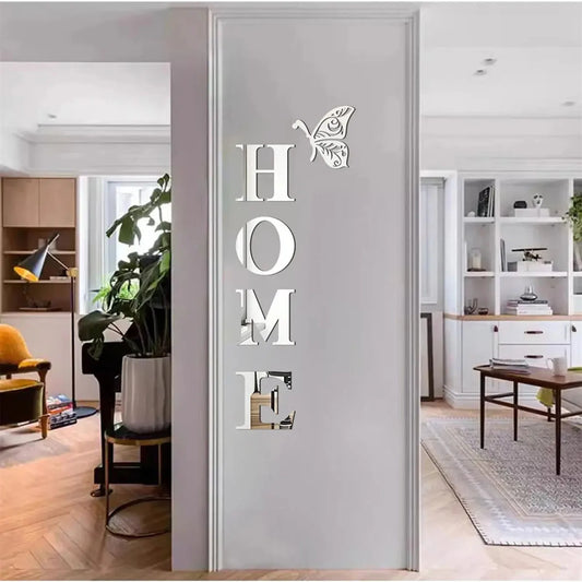 HOME Logo 3D Mirror Wall Sticker Decoration