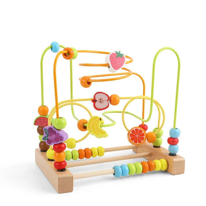 Montessori Wooden Roller Coaster Bead Maze Abacus Math Toys