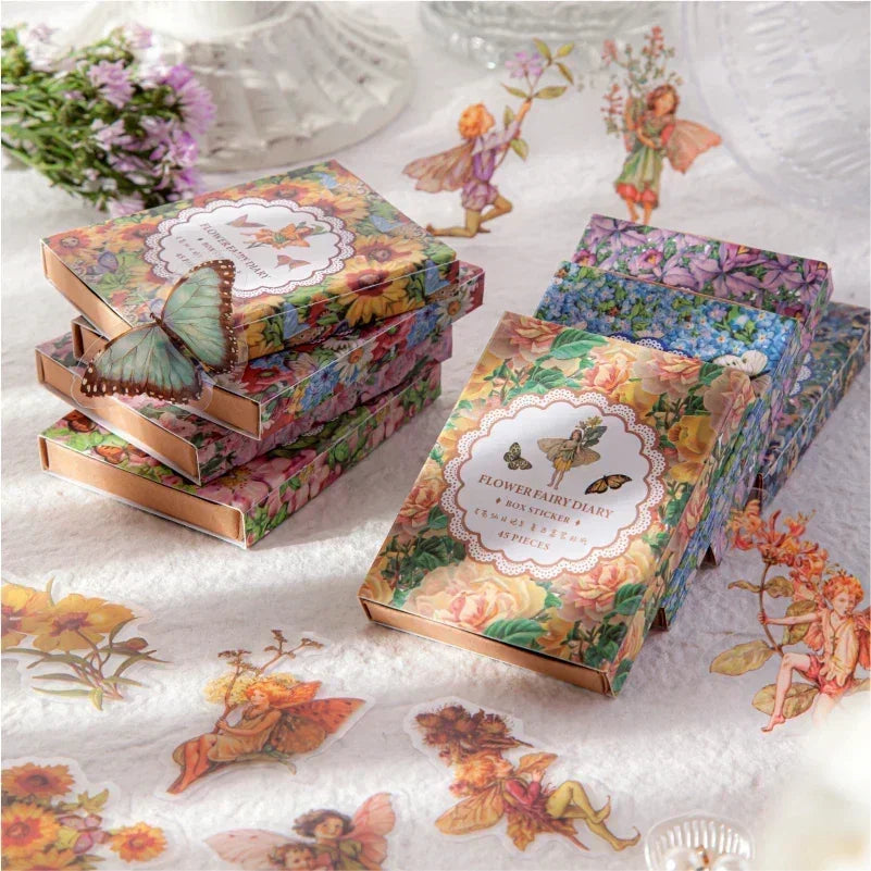 45Pcs/Box Waterproof PET Fairy Butterfly Stickers