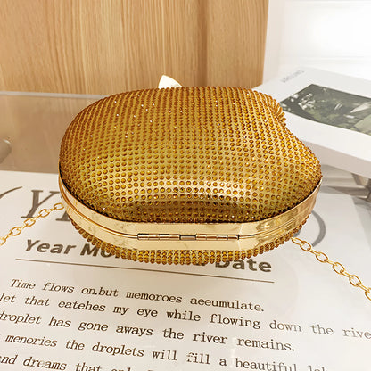 Sparkly Apple Rhinestone Handbags Diamond Bling Clutch Crystal Bags