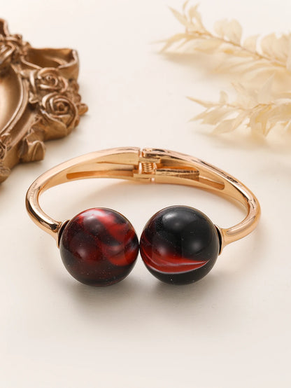 Acrylic Resin Open Bangle Double Balls Beads Adjustable Multi Colors  Bracelets