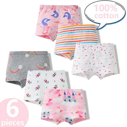 3/6 Pcs 100% Cotton Pretty Cartoon Boxer Set