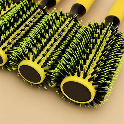 1/6pcs Yellow Boar Bristle Hair Comb Professional Round Hair Brush Curling Combs