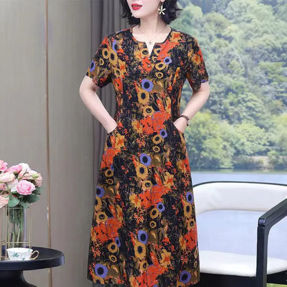 Bata informal de manga corta estilo boho, vestido largo