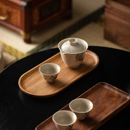 1PC Wooden Serving Oval Wood Tray
