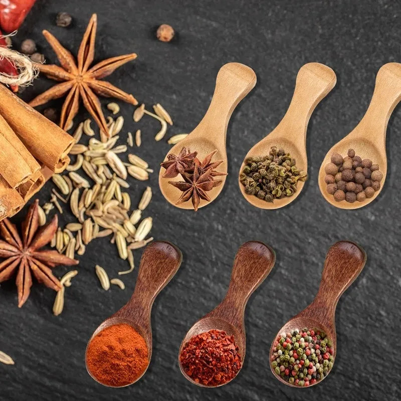1-10PCS Mini Natural Wooden Spoons