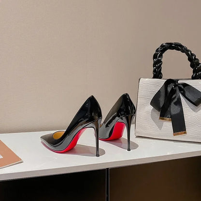 Black Red Sole High Heels Sexy Leather Shoes