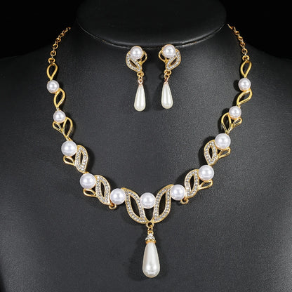 Imitation pearl necklace jewelry set