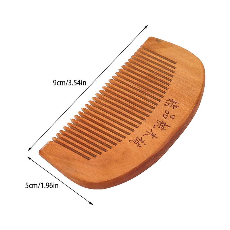 Natural Peach Wood Hair Comb Close Teeth Anti-static Brash