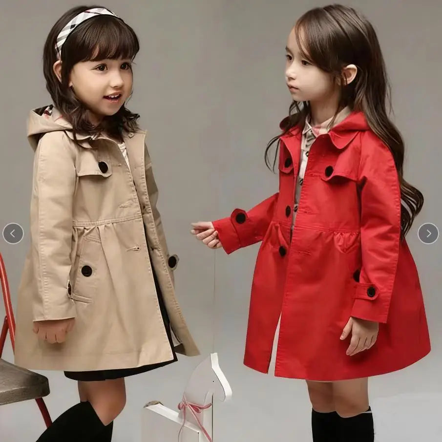 Korean spring and autumn cardigan long casual hooded jacket 2-12Y