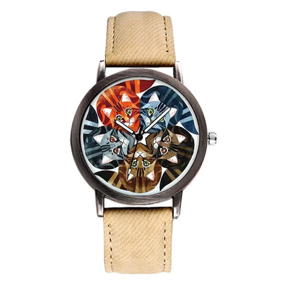 Lovely Cat Quartz Denim Strap Casual Watch