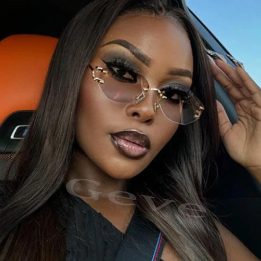 Retro Polygonal Rimless Irregular Square Sunglasses