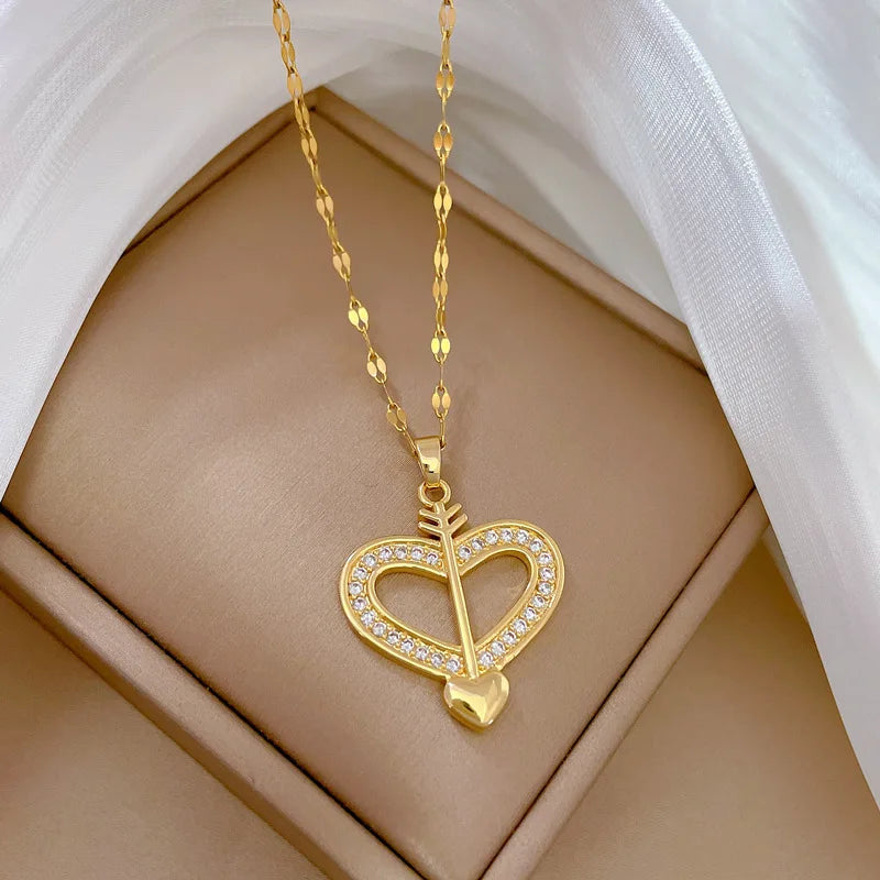Heart Stainless Steel Zirconia Necklaces