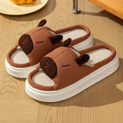 Cute Cartoon Flax Indoor Slippers Home Shoes