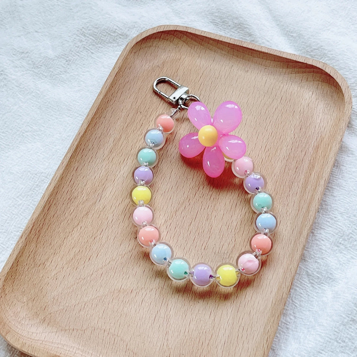 Colored Bead Petal Lanyard for IPhone Anti-Lost Bracelet Case Wrist Strap