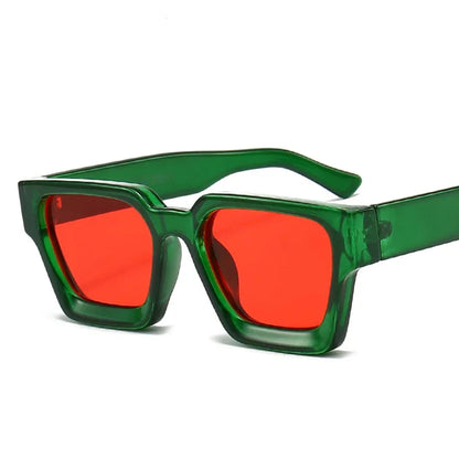 Square Luxury Retro Green Brand Designer Sun Glasses