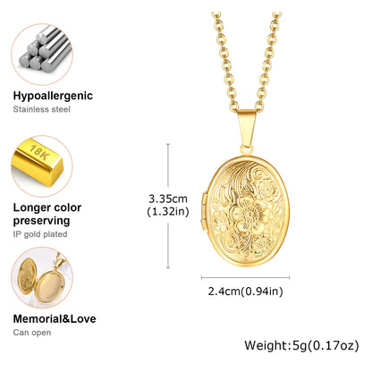 Photo Frame Glossy Stainless Steel Necklaces