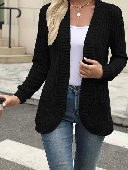 Stripe brushed cardigan jacket