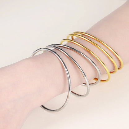 Round Minimalist Gold Bangle Bracelets