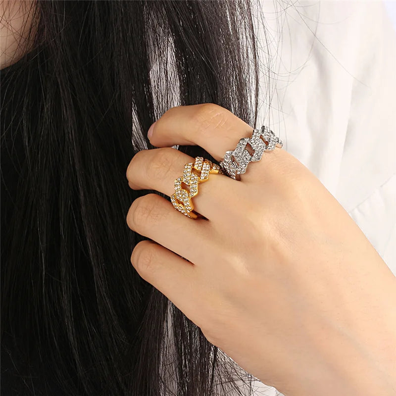 Iced Out Cuban Link Chain Ring